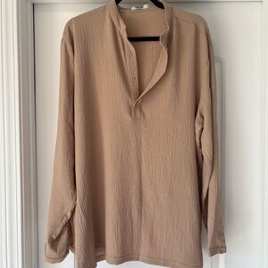 Casual Tan Linen Shirt for Men